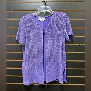Vintage Exposé California Purple Crinkle Knit Top – Made in USA – Size 6